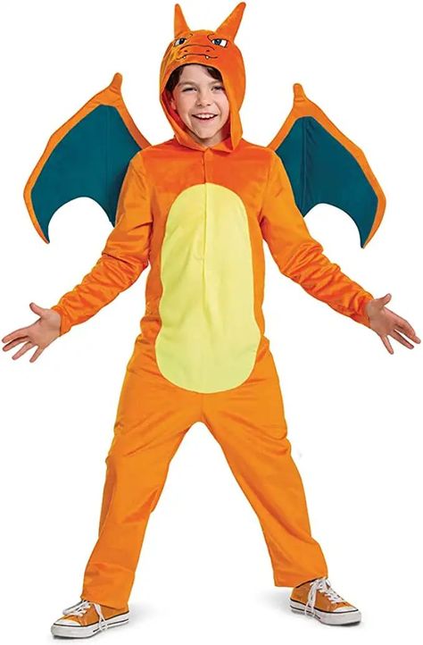 OFFICIALLY LICENSED POKEMON CHARIZARD COSTUMES - Our Charizard Deluxe costume will allow you to transform into this fire type Pokemon in time for Halloween! Charizard Costume, Ice Fairy, Fire Type Pokémon, Pokemon Costumes, Pokemon Halloween, Pokemon Clothes, Onesie Costumes, Pokemon Charizard, Epic Characters