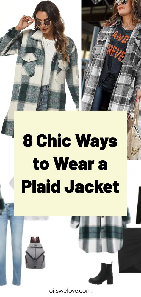 The plaid jacket is stealing the spotlight this season! I recently revamped my fall capsule wardrobe, and let me tell you, the plaid jacket is the MVP. Checkered Jacket Outfit, Shirt Jacket Outfit, Plaid Jacket Outfit, Fleece Jacket Outfit, Winter Jacket Outfits, Minimalistic Outfits, Check Jacket, Pendleton Jacket, Checkered Jacket