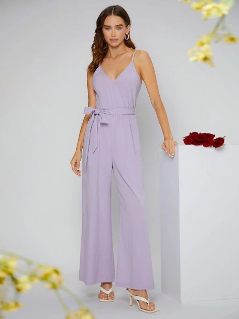 Lilac Jumpsuit, Lilac Purple, Wide Leg Jumpsuit, Split Hem, Beautiful Outfits, Jumpsuits For Women, Summer Women, Lilac, Outfit Ideas