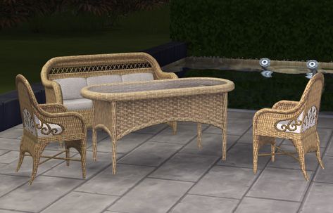 Rattan Outdoor, Outdoor Set, Outdoor Wicker Furniture, Sims 4 Cc Furniture, Sims 4 Game, Sims 4 Cc Finds, Cc Finds, You're Awesome, Wicker Furniture