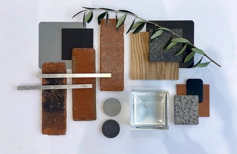 Looking to get the Industrial look? Be inspired by this flat lay by our VIC Colour Consultation team! We're thinking indoor red brick, dark tones and smooth textures. Is this your take on the Industrial style? #brickworksbp #australbricks #urbanstone #industrialstyle #industrialdesign #industrialinspiration industrialinspo #industrial #flatlay #moodboard #bricks #indoorbrick #industriallook #homeideas #homedesign Industrial Color Palette, Industrial Brick, Industrial Flat, Color Palette Interior Design, Brick Works, Brick Material, Mood Board Interior, Industrial Inspiration, Wine House