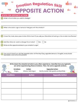 Opposite Action 2-page printable DBT worksheets. These emotion regulation worksheets encourage students to apply and practice the opposite action skill with stressful emotions or urges they would like to better manage. Page 2 is a reflection sheet to help increase self-awareness after using the opposite action skill. These worksheets are a nice supplement to my DBT Opposite Action handout.8.5"x11" digital download printable and fillable PDF - 2 PagesWant more resources like this? Check out my full catalog of DBT worksheets and handouts here.Related Products:DBT Coping Skills BundleThank You! I really appreciate your interest in this product! I love to design and create new things to support the emotional and behavioral health of kids and teens! It would  mean so much to me if you left a ki Mental Health Center, I Really Appreciate, Behavioral Health, Self Awareness, Student Encouragement, Coping Skills, Self Improvement, Activities For Kids, Encouragement