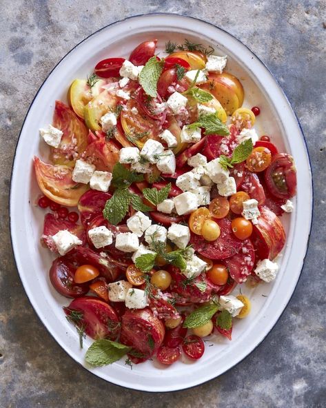 Heirloom Tomato Goat Cheese Salad - What's Gaby Cooking Goats Cheese Salad, Tomato And Goat Cheese, Heirloom Tomato Recipes, Easy Slice, Heirloom Tomato Salad, Whats Gaby Cooking, Grape Salad, Goats Cheese, Heirloom Tomato