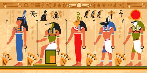 Colored border pattern on egypt theme Vector. Choose from thousands of free vectors, clip art designs, icons, and illustrations created by artists worldwide! Ancient Egyptian Deities, Ancient Egyptian Symbols, Egyptian Deity, Ancient Languages, Ancient Egyptian Gods, Occult Symbols, Neon Backgrounds, Egyptian Pharaohs, Egyptian Hieroglyphics