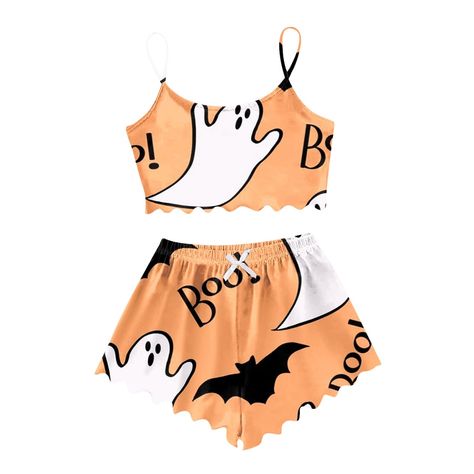 PRICES MAY VARY. Halloween Pajamas Women-Unique Halloween Design: Our Halloween Pajamas Women Cartoon Print Lettuce Trim Cami Top And Shorts Feature A Spooky Skeleton Graphic Print, Including Pumpkin, Black Cat, Ghost, Spider, And Skeleton Motifs. These Eye-Catching Designs Make Our Pajama Set Stand Out From The Crowd And Perfect For Halloween Parties And Celebrations Halloween Clothes For Women-Comfortable And Stylish Fit: Made With High-Quality Materials, Our Halloween 2 Piece Lounge Set Ensur Halloween Pajamas Women, Couple Pajamas Matching, Matching Christmas Pajamas Couples, Womens Pyjamas, Slime Easy, Ella Jane, Mens Silk Pajamas, Boo Baskets, Womens Loungewear Sets