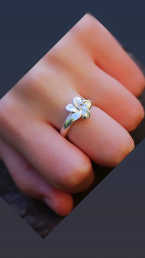 Silver Flower Ring, Hawaiian Plumeria Flower Ring, Thick Silver Semi Round Wire Women Ring, Romantic Exotic Floral Statement Wide Band Ring Hibiscus Ring, Fairytale Ring, Hawaiian Plumeria, Silver Flower Ring, Wide Band Ring, Band Jewelry, Wide Band Rings, Women Ring, Sterling Silver Flowers