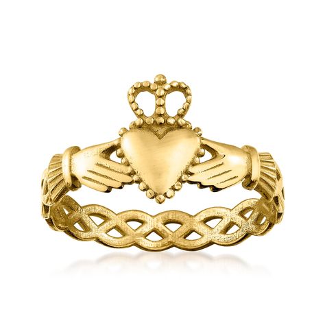 PRICES MAY VARY. 14kt yellow gold, ring for women. 3/8" wide. Luxury 14kt yellow gold ring. Polished 14kt yellow gold. Crafted in Italy. Includes jewelry presentation box. A top-rated jeweler since 1952, Ross-Simons travels the world to find high-quality styles at the best prices. This ring bears a very traditional Celtic symbol, known as the Claddagh. Crafted of polished 14kt yellow gold, it's the perfect way celebrate Irish culture, or even your own heritage! Made in Italy. 3/8" wide. 14kt yel Top Selling Jewelry, Gold Claddagh Ring, Jewelry Presentation, Celtic Symbol, Irish Ring Claddagh, Ring Bear, Irish Rings, Irish Culture, Claddagh Ring