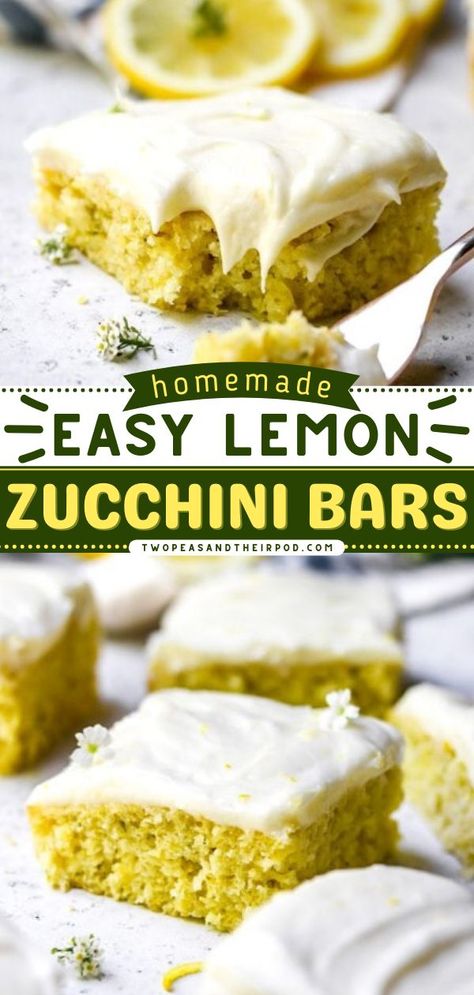 Lemon Zucchini Bars, zucchini ideas, summer desserts Baked Zucchini Recipes, Lemon Sheet Cake Recipe, Zucchini Desserts, Easy Zucchini Bread Recipes, Zucchini Bars, Cherry Cobbler Recipe, Lemon Zucchini Bread, Zucchini Recipes Dessert, Zucchini Recipes Healthy