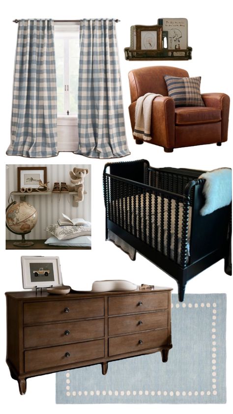 Dark Wood Nursery, Vintage Nursery Boy, Mismatched Furniture, Wood Nursery, Kids Bedroom Inspiration, Nursery Room Design, Baby Boy Room Nursery, Baby Room Inspiration, Baby Boy Nursery