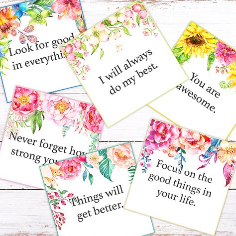 Free Printable Floral Affirmation Cars To Put a Positive Spin on Your Year are waiting to be printed! Free Printable Affirmation Cards are fun to share! Free Printable Affirmation Cards, Positiva Ord, Motivational Cards, Cottage Market, Positive Affirmation Cards, No Bad Days, Quote Cards, Just Because Gifts, Positive Affirmation