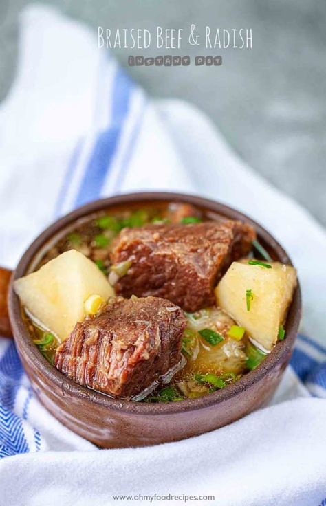 Chinese Braised Beef, Asian Beef Stew, Braised Beef Brisket, Daikon Recipe, Braised Brisket, Beef Brisket Recipes, Asian Beef, Chinese Recipe, Radish Recipes