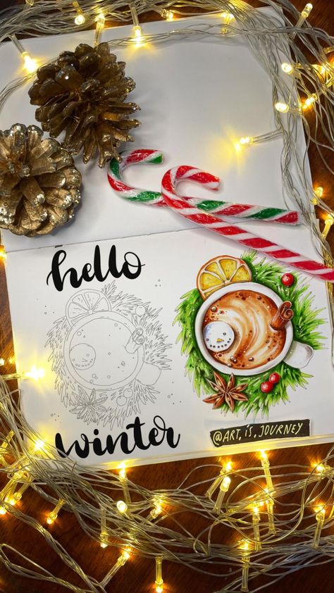 Alcohol Based Markers, Copic Marker Drawings, Tutorial Coloring, Coloring For Adults, Small Canvas Paintings, Watercolor Projects, Hello Winter, Christmas Coloring, Coloring Tutorial