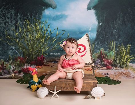 Ocean Wave Photography Backdrop Beach Polynesian tribe | Etsy Princess Cake Smash, Moana Birthday Outfit, Pirate Ship Cakes, Ocean Waves Photography, Beach Cake, Sequin Halter Top, Smash Cake Girl, Waves Photography, Moana Birthday