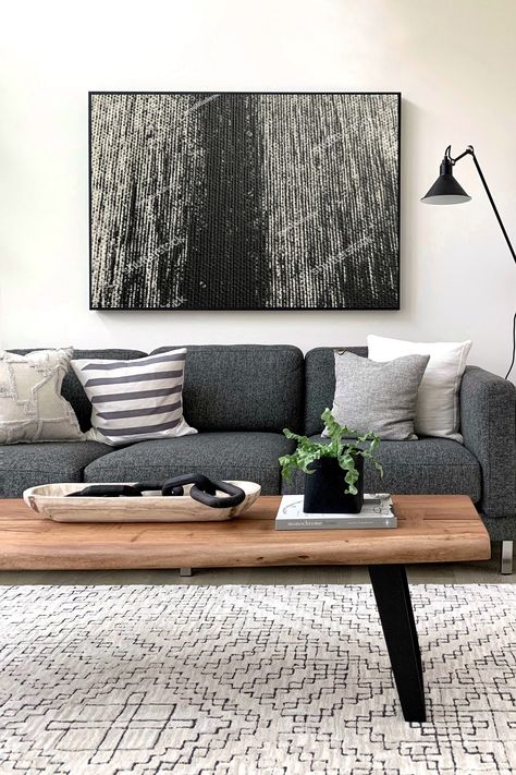 Charcoal Sofa Living Room, Gold Living Room, Buffet Design, Cosy Living Room, Living Room Inspo, Living Room Grey, A Living Room, Couches Living Room, Lounge Room