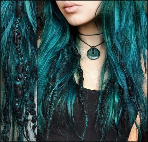 manic panic enchanted forest unbleached hair - Google Search                                                                                                                                                     Mehr Blue And Green Hair, Dark Teal Hair, Scene Girl, Teal Hair, Color Locks, Hair Color Pastel, Mermaid Hair, Rainbow Hair, Hair Envy