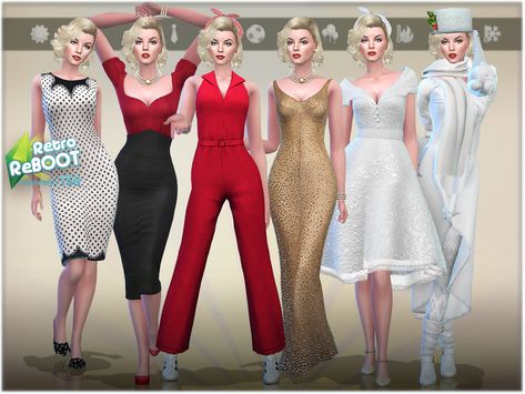 Marylin Monroe Dress, Mods Sims 4, Sims 4 Decades Challenge, Marilyn Monroe Dress, Sims 4 Anime, Sims 4 Dresses, Sims 4 Downloads, Sims4 Clothes, Aesthetic Fits