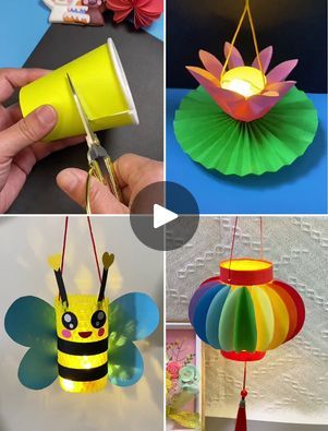 Easy Paper Lanterns For Kids, Easy Lantern Craft For Kids, Recycled Lantern, Diy Lanterns For Kids, Lantern Crafts For Kids, Homemade Lanterns, Kids Lantern, Paper Lantern Making, Lantern Making