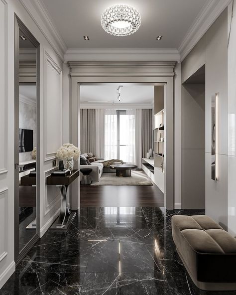 Dark Modern Interior, Neoclassic Interior, Corridor Design, Hallway Designs, Modern Architecture House, Luxury Homes Interior, Natural Lighting, Classic Interior, Architecture Interior Design