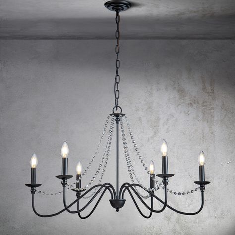 YANSUN 30 in. 9-Light Matte Black Candle Farmhouse Chandelier,Industrial Pendant Light for Living Room Foyer Kitchen Island - On Sale - Bed Bath & Beyond - 38251082 Farmhouse Chandelier Black, Black Candle Chandelier, Chandelier Industrial, Living Room Foyer, Black Candle, Classic Chandelier, Wrought Iron Chandeliers, Chandelier Decor, Light For Living Room