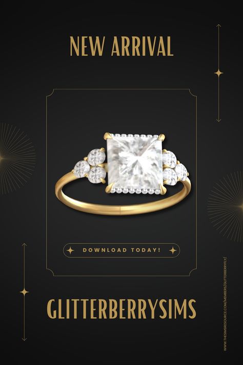 A diamond engagement ring with hidden halo Sims Engagement Ring, The Sims 4 Engagement Ring, Sims 4 Male Wedding Ring Cc Patreon, Sims4 Wedding Ring, Sims 4 Cc Wedding Rings, Sims 4 Engagement Ring Cc, Sims 4 Rings Cc, Rich Sims 4 Cc, Sims 4 Rings