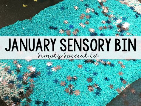 January Peppermint Sensory Bin - Simply Special Ed January Sensory Bin Ideas, January Sensory Bin, Winter Sensory Bin, Sensory Bin Ideas, Kids With Disabilities, Winter Classroom Activities, Life Skills Curriculum, January Activities, Drinking Games For Parties