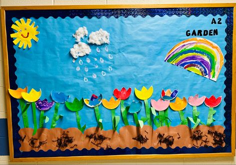 Nature Bulletin Boards Preschool, Nature Bulletin Boards, Bulletin Board Preschool, Garden Bulletin Boards, About Nature, Kindergarten Activities, Flower Crafts, Bulletin Boards, Bulletin Board