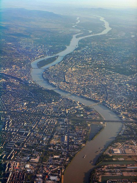 Full city view of Budapest with the Danube and all the crossing bridges - looked from the south to north in the morning light Capital Of Hungary, Budapest City, Danube River Cruise, Danube River, Central Europe, Budapest Hungary, Bratislava, City Travel, Beautiful Places To Visit