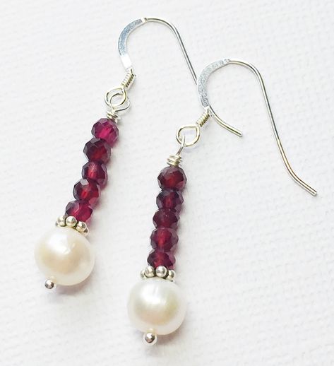 Excited to share this item from my #etsy shop: Garnet and Pearl Earrings- Bali Silver- Stack Earrings- Holiday Jewelry- Gift for Her- Sundance Style- Gemstone Earrings- Sterling Silver- Silver Beaded Earrings With Natural Stones, Silver Dangle Earrings With Gemstone Beads, Natural Stone Dangle Pearl Earrings, Sterling Silver Gemstone Beads Earrings, Gift, Handmade Silver Earrings With Garnet, Stack Earrings, Garnet And Pearl, Earrings Bali, Sundance Jewelry