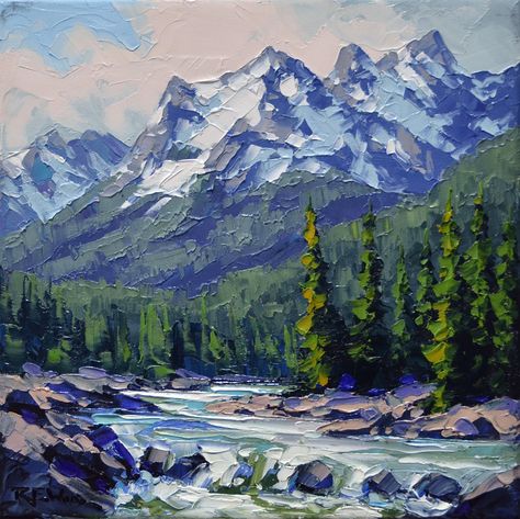 Oil Painting Landscapes, Bank Of Montreal, Mountain Streams, Old Cabins, Painted Decor, Art Oil Paintings, Painting Landscapes, Painting Competition, Corporate Art