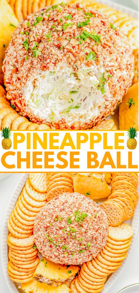 Pineapple Cheese Ball, Pineapple Cheese, Cream Cheese Ball, Holiday Appetizers Easy, Ball Recipes, Holiday Appetizers Recipes, Averie Cooks, Holiday Appetizer, Easy Cheese