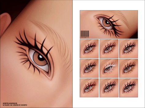 cosimetic's Maxis Match 2D Eyelashes N109 Sims 4 Makeup, Mod Makeup, Female Sims, Sims 1, Family Christmas Pajamas, Eye Shape, Makeup Eyelashes, Costume Makeup, Sims Mods