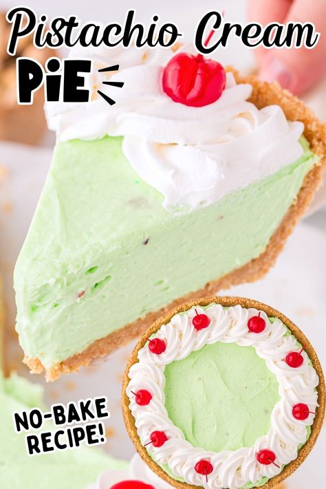 Our easy, no-bake pistachio pie recipe has a creamy pistachio filling in a delicious vanilla wafer pie crust. It's perfect for a quick and delicious dessert. With simple steps and no baking required, this pie is a great go-to for any occasion. Vanilla Wafer Pie Crust, Pistachio Pudding Pie, Pistachio Filling, Pistachio Pie, Vanilla Wafer Crust, Butterbeer Recipe, Vanilla Wafer, Pinky Girl, Pistachio Cream