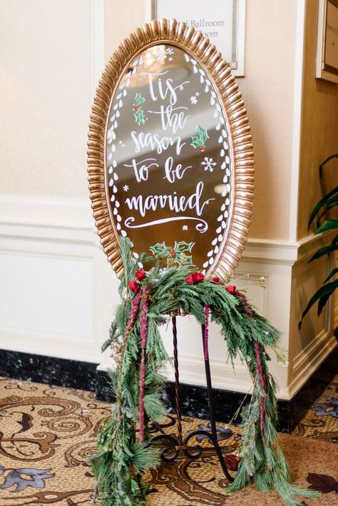 Fun Christmas Wedding Ideas, Christmas Wedding Diy Ideas, Christmas Time Wedding Ideas, Hallmark Christmas Wedding, Christmas Wedding Shower Ideas Decor, Christmas Wedding Welcome Sign, Christmas Engagement Party Decorations, Christmas Wedding Shower Ideas, Christmas Wedding Ideas Elegant