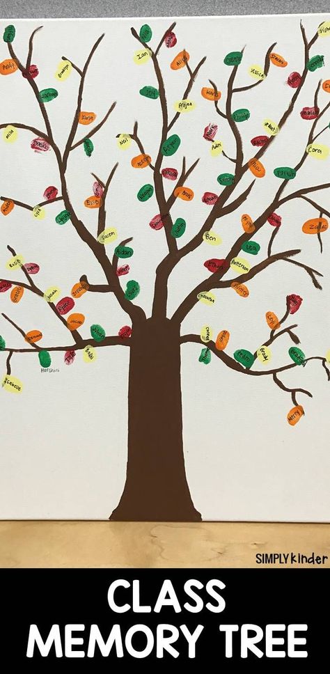 Create a fun class memory tree using fingerprints.  Perfect end of the year gift for volunteers, aides, or parents! Class Memory Project, Class Memories Ideas, Memory Projects, Haldi Outfits, Tree Day, Volunteer Gifts, End Of Year Activities, School Tool, Memory Tree