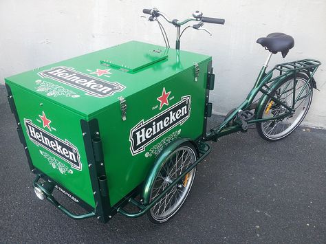 Icicle Tricycles Heineken Beer Bike - Brewery Beer and Beverage Bike for Experiential Marketing and Advertising Bike Fleets Food Delivery Bike, Beer Cart, Kombucha Brands, Beer Bike, Bike Food, Beer Truck, Heineken Beer, Coffee Bike, Drink Cart