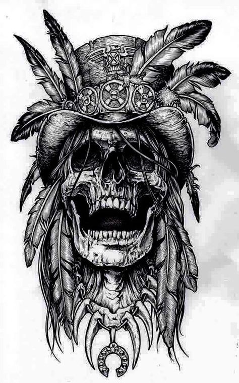 An abstract tattoo drawing of a sharp beaked bird set within four triangles that form a sharp diamond shape. Also displayed are a large circle at the top and a smaller circle at the bottom of the image. The broken off pieces at the bottom of the neck almost suggest that this is a carved image. Indian Skull Tattoos, Indian Skull, Men Tattoos, Marvel Tattoos, Tattoo Zeichnungen, Cat Tattoos, Tattoos For Black Skin, Geniale Tattoos, Tiny Tattoo