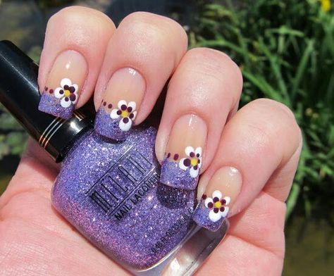 Cute Fingernail Art, French Tip Nail Art, Purple Tips, Purple Nail Art, Nails Purple, Purple Nail Designs, French Nail Designs, Super Nails, Ideas Nails