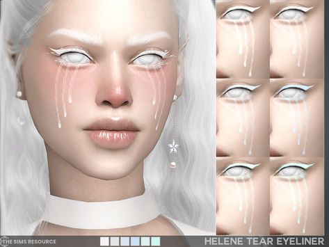 Sims 4 White Eyeliner, Tears Sims 4 Cc, Sims 4 Cc White Eyes, Sims 4 Tears Cc, Sims 4 White Eyes, Sims 4 Cc Occult, Ts4 Makeup, Sims 4 Makeup, Sims Outfits