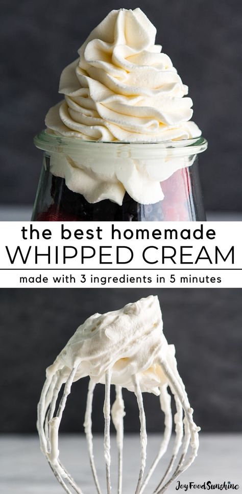 Best Homemade Whipped Cream, Homemade Whipped Cream Recipe, Whipped Cream Recipe, Recipes With Whipping Cream, Making Whipped Cream, Whipped Cream Cheese, Homemade Whipped Cream, Easy Dessert, Food Cakes