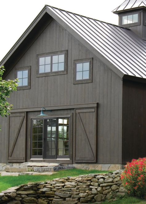 Barn Exterior Ideas, Modern Kitchen Cabinet Design Ideas, Barn Colors, Building A Barndominium, Mezzanine Loft, Building Your Own Home, Kitchen Cabinet Design Ideas, Exterior Farmhouse, Barn Remodel