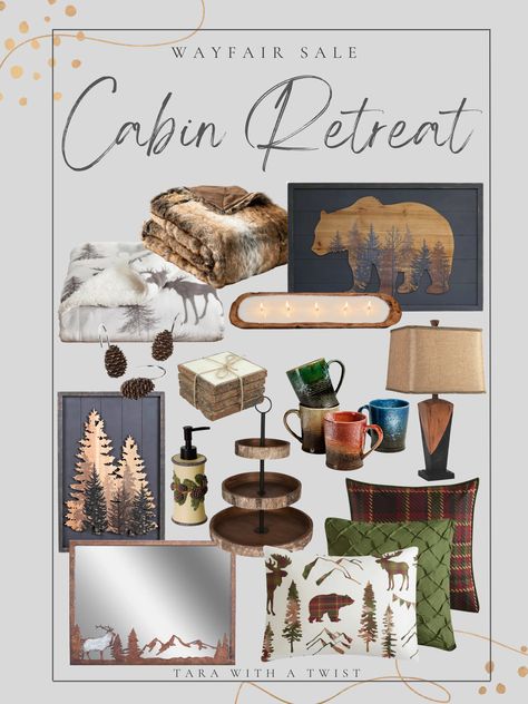 Cabin Decor Themes, Log Cabin Aesthetic Living Room, Colorful Cabin Decor, Chic Mountain Home Decor, Wilderness Living Room Decor, Decorating A Cabin Ideas, Modern Mountain Home Living Room, Up North Decor, Cabin Theme Decor