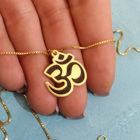 "14k Solid Gold Om 🕉 Ohm Necklace 💜 Aum Necklace" Aum Necklace, Ohm Necklace, Ohm Pendant, Om Necklace, Cross Charm Necklace, Yoga Necklace, Buy Jewellery Online, Christian Necklace, Family Necklace