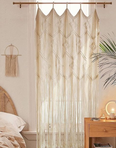 Amazon.com: IOWER Macrame Curtains Window 50"x75" Macrame Closet Doorway Curtains Long Macrame Wall décor Boho Wedding Backdrop : Home & Kitchen Closet Door Curtain Ideas, Boho Curtain Ideas, Closet Curtain Ideas, Curtains For Closet Doors, Curtains Long, Macrame Window, Macrame Curtains, Room Above Garage, Boho Wedding Backdrop