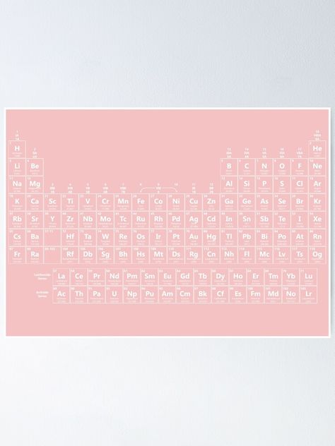 "Pretty Periodic Table White Pink" Poster by micaelagrimes | Redbubble Pink Periodic Table, Uni Decor, Periodic Table Poster, Pink Posters, Borders For Paper, New Bedroom, Whiteboard, Border Design, Pink Aesthetic