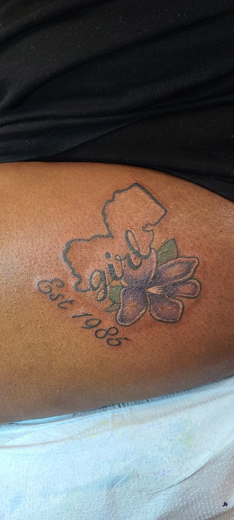 Jersey girl tattoo New Jersey Tattoo, Girlfriend Tattoos, Arm Tattoos Black, State Tattoos, Tattoos Black, Girl Tattoo, Jersey Girl, Arm Tattoos, Flower Bird