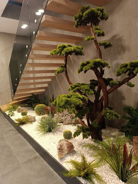 #homedecor, #interiordesign, #homedesign, #decor inspiration Landscape Under Stairs, Understairs Garden Interior Design, Under Stairs Plants, Under Stairs Garden, Small Garden Under Stairs, Closet Offices, Bonsai Indoor, Cozy Closet, Drawing Room Furniture