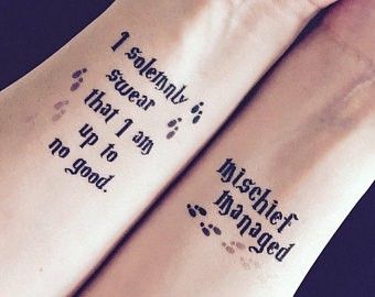 Mischief Managed Tattoo, Tattoo Planets, Harry Potter I Solemnly Swear, Bestie Tattoos, Harry Tattoos, Hp Aesthetic, Hunter Tattoo, Diy Tattoo Permanent, Hp Tattoo