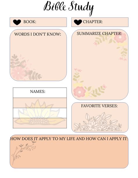 Super cute adorable template to help you bible study, more efficiently . Scripture Study Journal Ideas, Good Notes Bible Study, Bible Study Note Templates, Bible Study Template Ipad, Bible Study Planner Template, Bible Study Notebook Printables, Bible Reading Journal Template, Bible Notes Template, Bible Journaling Guide