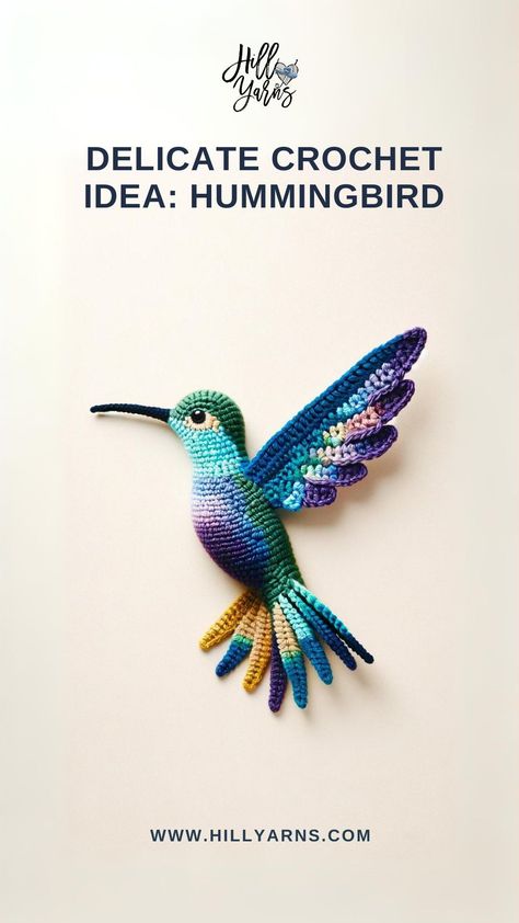 Craft your own colorful yarn hummingbird, perfect for adding a touch of enchantment to your décor or as a delightful gift. Let the beauty and grace of this handmade hummingbird fill your surroundings with joy and wonder. Free Crochet Hummingbird Patterns, Crochet Hummingbird Pattern, Hummingbird Crochet Pattern Free, Cotton Thread Crochet Patterns Free, Crochet Hummingbird Pattern Free, Hummingbird Amigurumi, Hummingbird Crochet Pattern, Aesthetic Hummingbird, Crochet Hummingbird