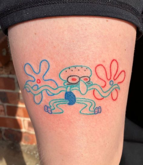 Spongebob Tattoo, Funky Tattoos, Tattoo Outline Drawing, Wicked Tattoos, Traditional Tattoo Sleeve, Doodle Tattoo, Weird Tattoos, Instagram Direct, Cartoon Tattoos